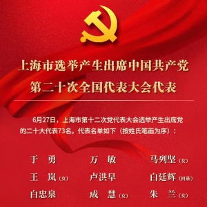 上海市選舉產(chǎn)生出席中國共產(chǎn)黨第二十次全國代表大會(huì)代表